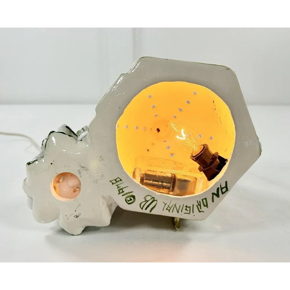1978 Walter Brockmann Signed Lighted Ceramic Christmas House Music Box Skaters‎